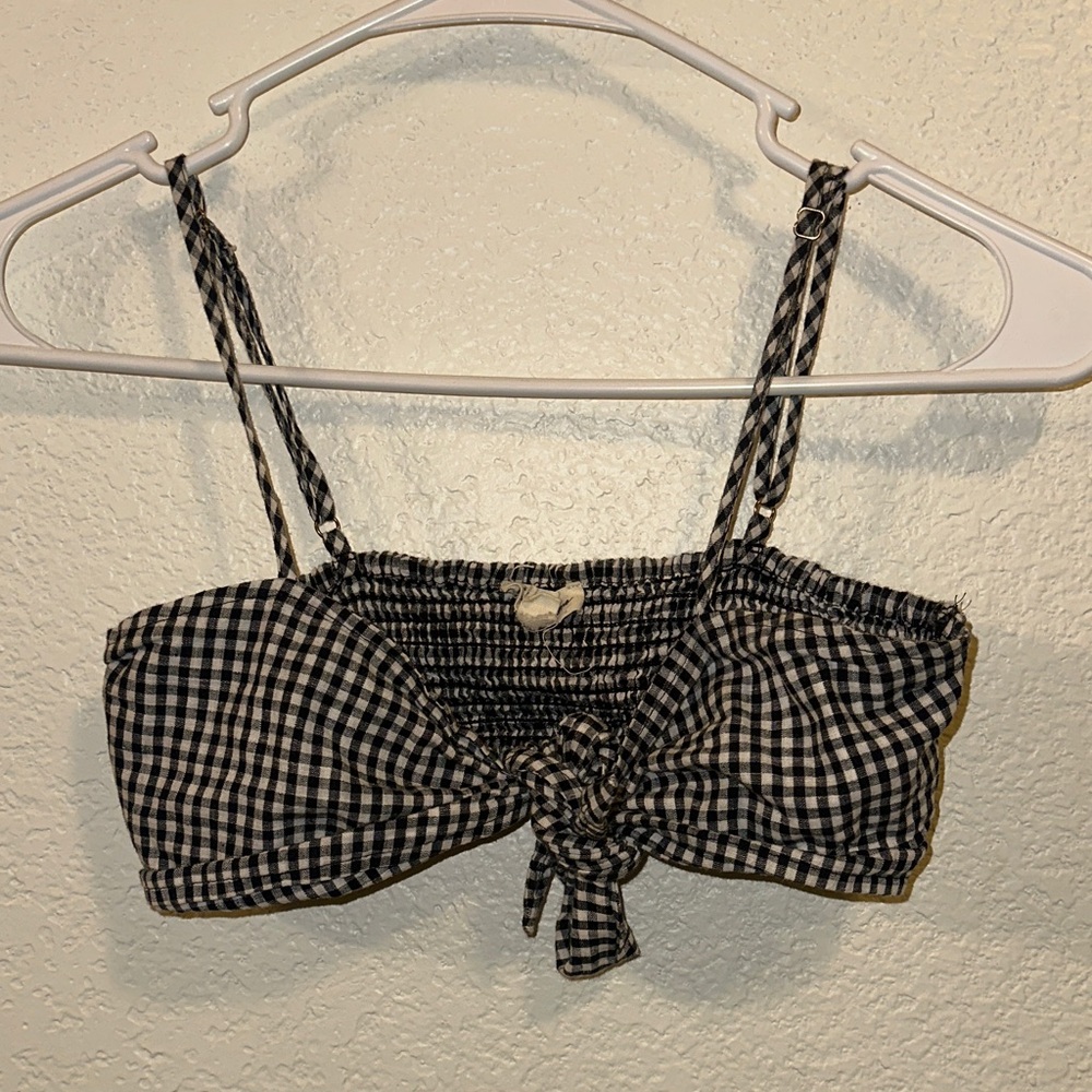 For‎ Love And Lemons Black and White Gingham Crop Top